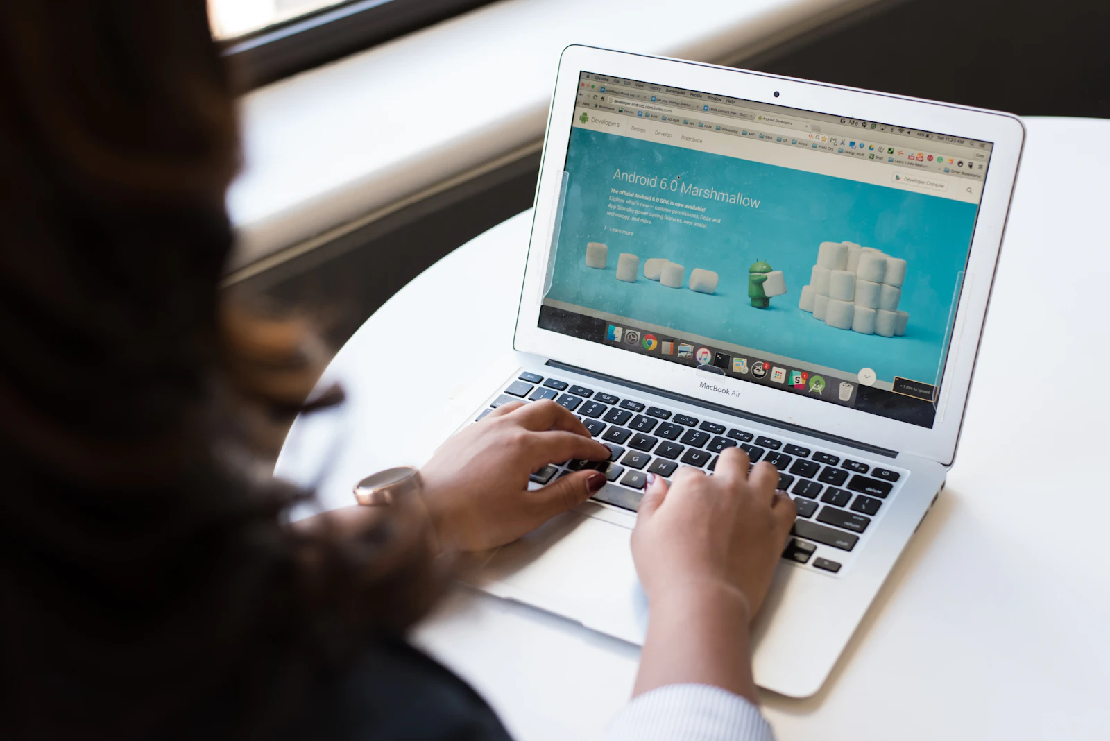 Working on a website on a laptop